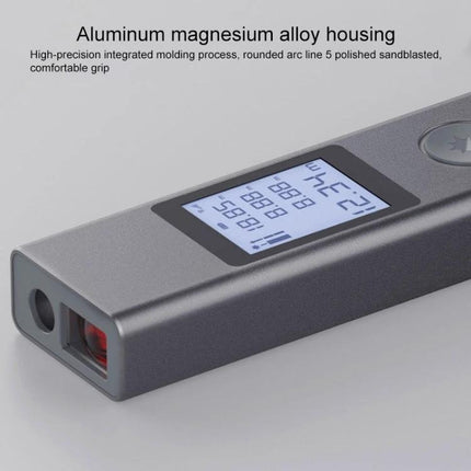 Xiaomi Youpin Portable Laser Distance Measurer with 40m Range showing aluminum magnesium alloy housing and LCD display for precise measurements