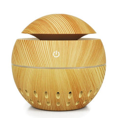 Sky Blue Wood Grain Aromatherapy Humidifier with Remote Control and Seven Color LED Light