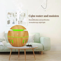 Sky Blue Wood Grain Aromatherapy Humidifier with Remote Control and Seven Color LED Light