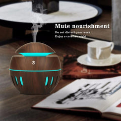 Sky Blue Wood Grain Aromatherapy Humidifier with Remote Control and Seven Color LED Light