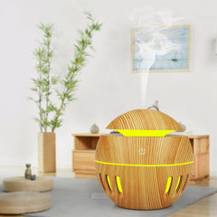 Sky Blue Wood Grain Aromatherapy Humidifier with Remote Control and Seven Color LED Light