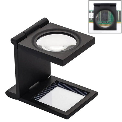 Mini Desk Magnifier with 10x Magnification for Detailed Viewing, compact zinc alloy folding loupe for reading fine print and inspecting stamps