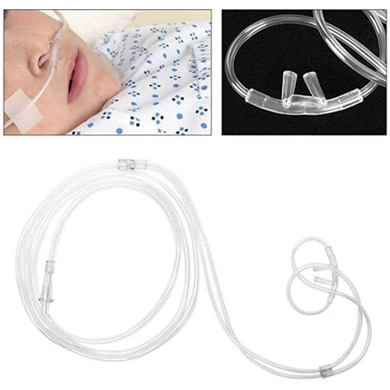 Household Disposable Double-Hole Nasal Oxygen Tube 2m clear polymer tubing for home oxygen therapy, single-use nasal cannula with double prongs