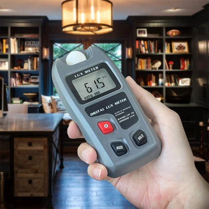 Portable Digital Lux Meter for Home and Workplace Use handheld device measuring room illumination reading 615 lux