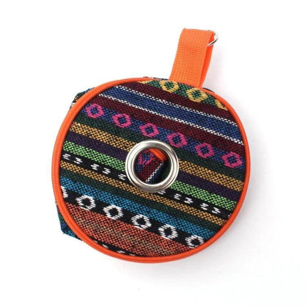 Ethnic Style Cloth Tissue Case 14.5 x 13 cm For Camping And Home Use - colorful ethnic polyester tissue holder with orange trim and hanging loop