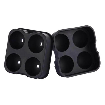 Ball Shape Silicone Ice Cube Mold, 4-Grid for Round Ice Cubes - black food-grade silicone 4-grid mold for large spherical ice balls
