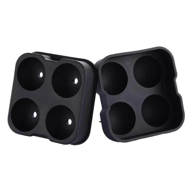 Ball Shape Silicone Ice Cube Mold, 4-Grid for Round Ice Cubes - black food-grade silicone 4-grid mold for large spherical ice balls
