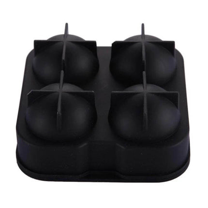 Ball Shape Silicone Ice Cube Mold, 4-Grid for Round Ice Cubes - black food-grade silicone 4-grid spherical ice ball tray