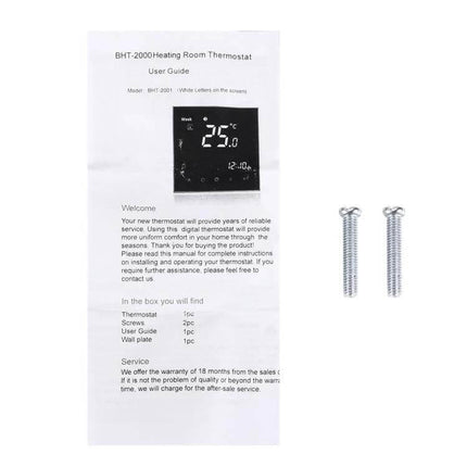 Central Air Conditioning Thermostat With Touch LCD Display wall-mounted thermostat user guide and mounting screws