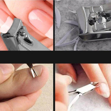 7 In 1 Nail Care Clipper Set With Leather Pouch For At Home Grooming - compact stainless steel clippers, nipper, scissors and tweezers in travel leather pouch