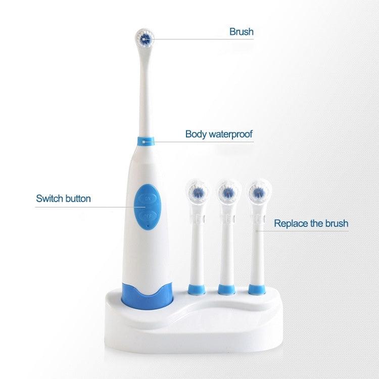 Dual-Action Waterproof Electric Toothbrush Set with 4 Replacement Heads & Charging Base, 8500 RPM