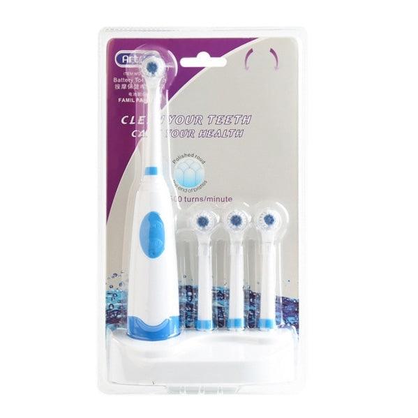 Dual-Action Waterproof Electric Toothbrush Set with 4 Replacement Heads & Charging Base, 8500 RPM