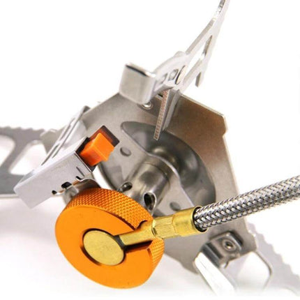Outdoor Camping Stove For Portable BBQ Cooking Foldable compact foldable 3500W camping stove with braided fuel hose and orange control valve
