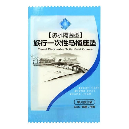 Disposable Toilet Seat Covers for Travel Hygiene Needs - single-use blue travel pack showing disposable toilet seat cover packaging