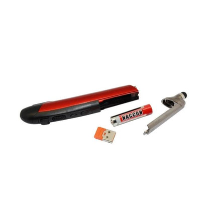 Pen-Style Wireless Handheld Mouse for Presentations and Meetings - red pen remote with USB dongle and battery