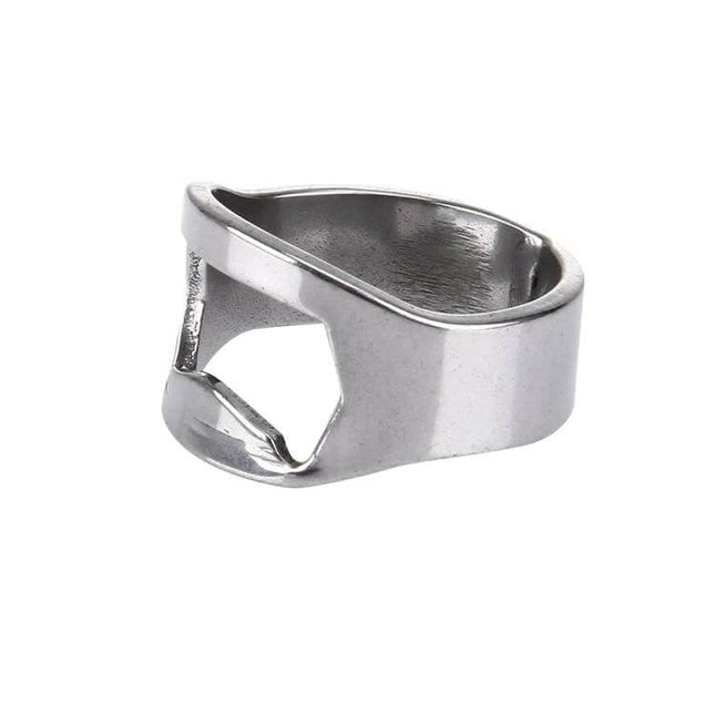 Ring Style Metal Bottle and Can Opener Set, 10 Pieces stainless steel ring-style bottle and can opener shown on white background