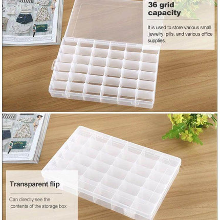 Plastic Jewelry Organizer Box With Removable Grid For Earrings - transparent 36-grid plastic storage case for earrings rings beads and small hardware