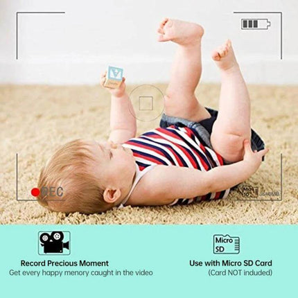 Wireless Baby Monitor with Night Vision for Secure Infant Monitoring - baby on carpet captured on 2.4-inch TFT LCD with two-way audio and temperature detection