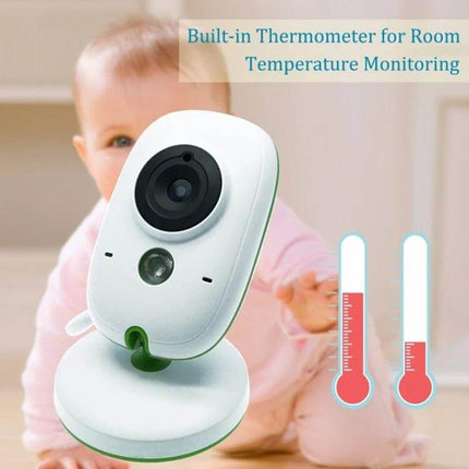 Wireless Baby Monitor with Two-Way Talk and Night Vision showing camera with built-in room thermometer, night vision and two-way talk for monitoring baby