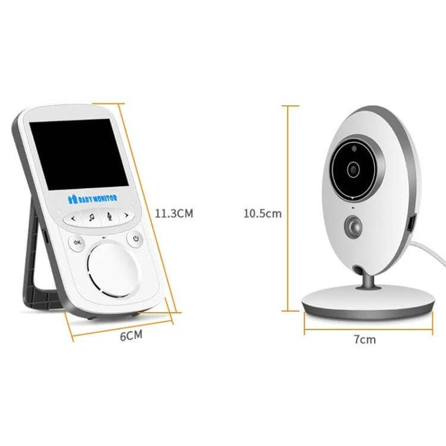 Wireless Baby Monitor with Two-Way Talk and Night Vision for Baby Monitoring showing parent display and camera with dimensions