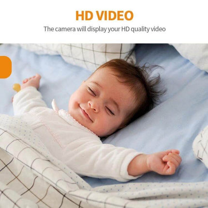 Wireless Baby Monitor with Two-Way Talk and Night Vision for Baby Monitoring showing happy sleeping baby in HD video night vision view