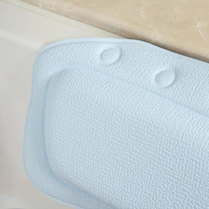 Plush Bathtub Headrest for Relaxing Evening Baths at Home — soft PVC foam headrest in pale blue for comfortable neck support during evening soaks