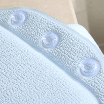 Plush Bathtub Headrest for Relaxing Evening Baths at Home - close-up of soft PVC foam texture and suction cups for tub attachment