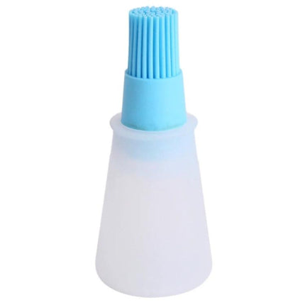 Kitchen Silicone Oil Brush Bottle 70ml, compact 70ml oil dispenser with blue food-grade silicone brush head for greasing, glazing and dressing