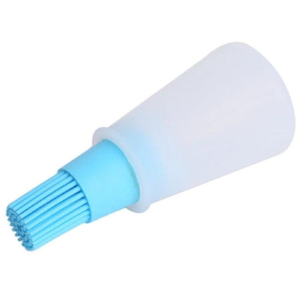 Kitchen Silicone Oil Brush Bottle 70ml - compact 70ml silicone oil brush with food‑grade blue bristles and dust‑proof cap for basting, glazing, greasing