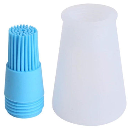 Kitchen Silicone Oil Brush Bottle 70ml - white silicone bottle with blue food-grade silicone brush head for controlled oiling, 70ml compact, dust-proof design