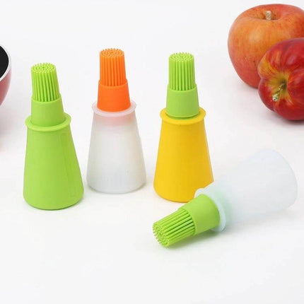 Kitchen Silicone Oil Brush Bottle 70ml - compact 70ml food-grade silicone oil brush bottle for glazing, greasing pans, olive oil on bread, and tidy countertops