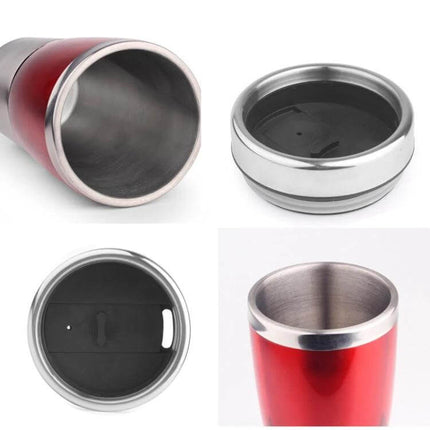Double Insulated 430ml Stainless Steel Car Mug For Everyday Use - red insulated travel mug with lid, 430 ml, double-wall stainless steel, commute and desk use