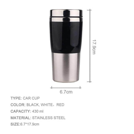Double Insulated 430ml Stainless Steel Car Mug For Everyday Use - black stainless steel travel mug 430ml, 17.9cm height, leak‑resistant lid