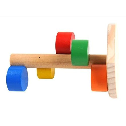 Colorful Wooden Ladder Toy for Small Pets in Daily Cages - natural wooden climbing ladder with red green blue yellow rungs for hamsters and gerbils