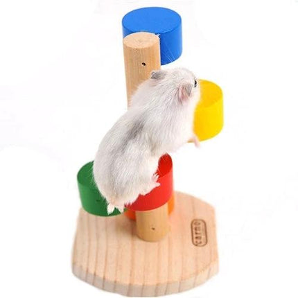 Colorful Wooden Ladder Toy for Small Pets in Daily Cages - white hamster climbing wooden colorful ladder for exercise and enrichment