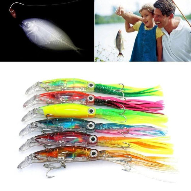 Octopus Shape Fishing Lures With Hooks, 14 cm for Freshwater Use - colorful octopus-style lures with built-in hooks ready to cast