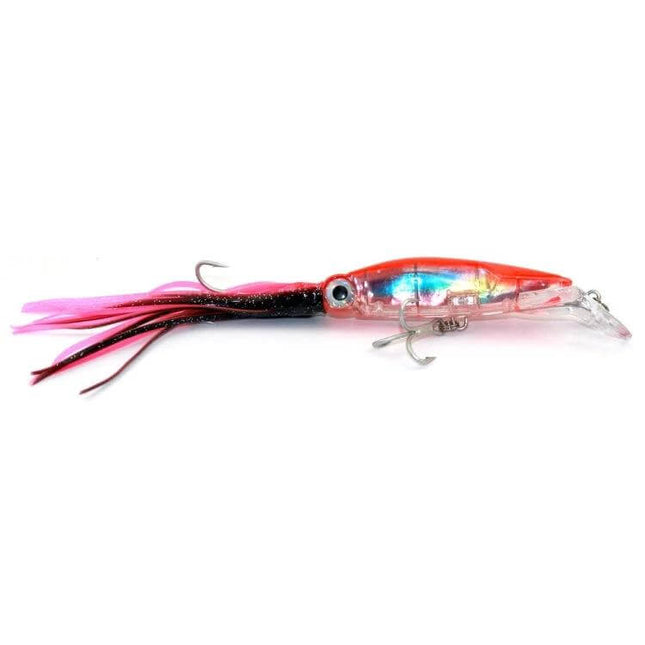 Octopus Shape Fishing Lures With Hooks, 14 cm for Freshwater Use - pink squid-style lure with treble hooks, lifelike eyes and skirted tentacles