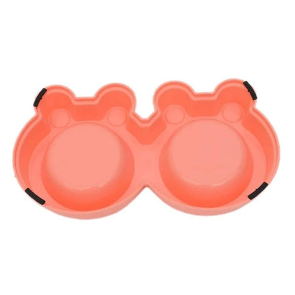 Cartoon Pet Bowls with Stable Mat for Daily Home Feeding - coral double bowl with non-slip mat, spill-resistant design for cats and small dogs