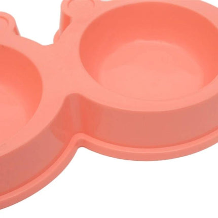 Cartoon Pet Bowls with Stable Mat for Daily Home Feeding - coral double bowl with non-slip mat for spill-free meals