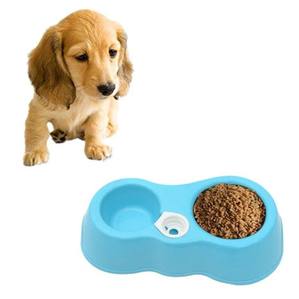 Convenient Double Bowl Set for Everyday Pet Meals at Home - blue dual pet feeder with kibble and attachment for auto-refilling water bottle