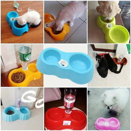 Convenient Double Bowl Set for Everyday Pet Meals at Home - blue dual food and water pet feeder with bottle attachment