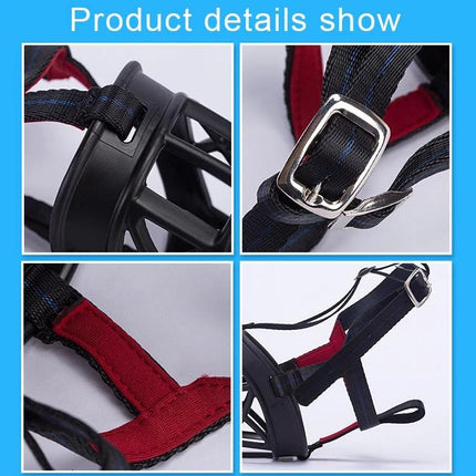 A Practical Dog Muzzle for Daily Walks and Home Behavior showing close-up straps buckles and breathable basket design