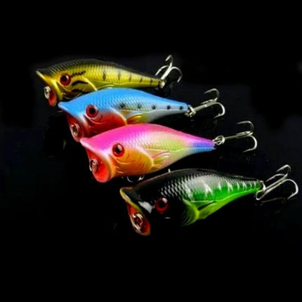 Plastic Fishing Lure Popper 6.5 cm For Freshwater Fishing - colorful buoyant plastic popper lures on black background