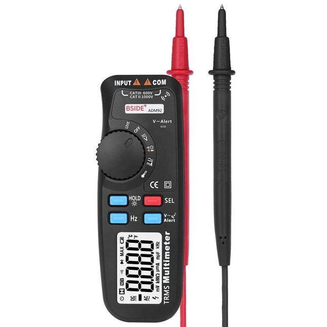 BSIDE Handheld Digital Multimeter for Electrical Testing and Measurement compact auto-ranging multimeter with probes for safe voltage and live wire checks