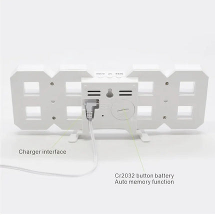 3D LED Digital Wall Alarm Clock With 12/24 Display