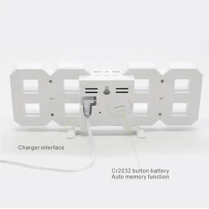 3D LED Digital Wall Alarm Clock With 12/24 Display