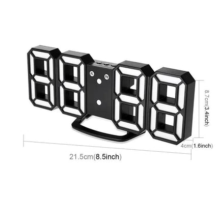 3D LED Digital Wall Alarm Clock With Snooze, 12/24 Hours