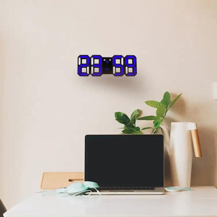 3D LED Digital Wall Alarm Clock With Snooze, 12/24 Hours