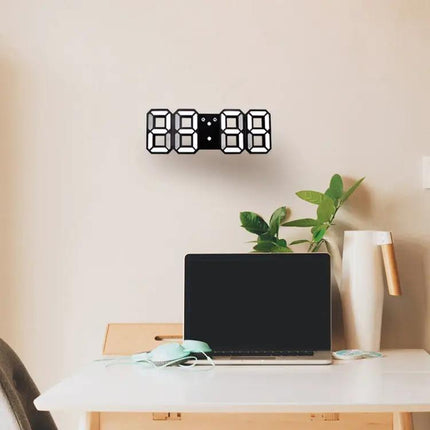 3D LED Digital Wall Alarm Clock With Snooze, 12/24 Hours
