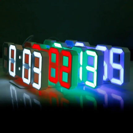 3D LED Digital Wall Alarm Clock With Snooze, 12/24 Hours